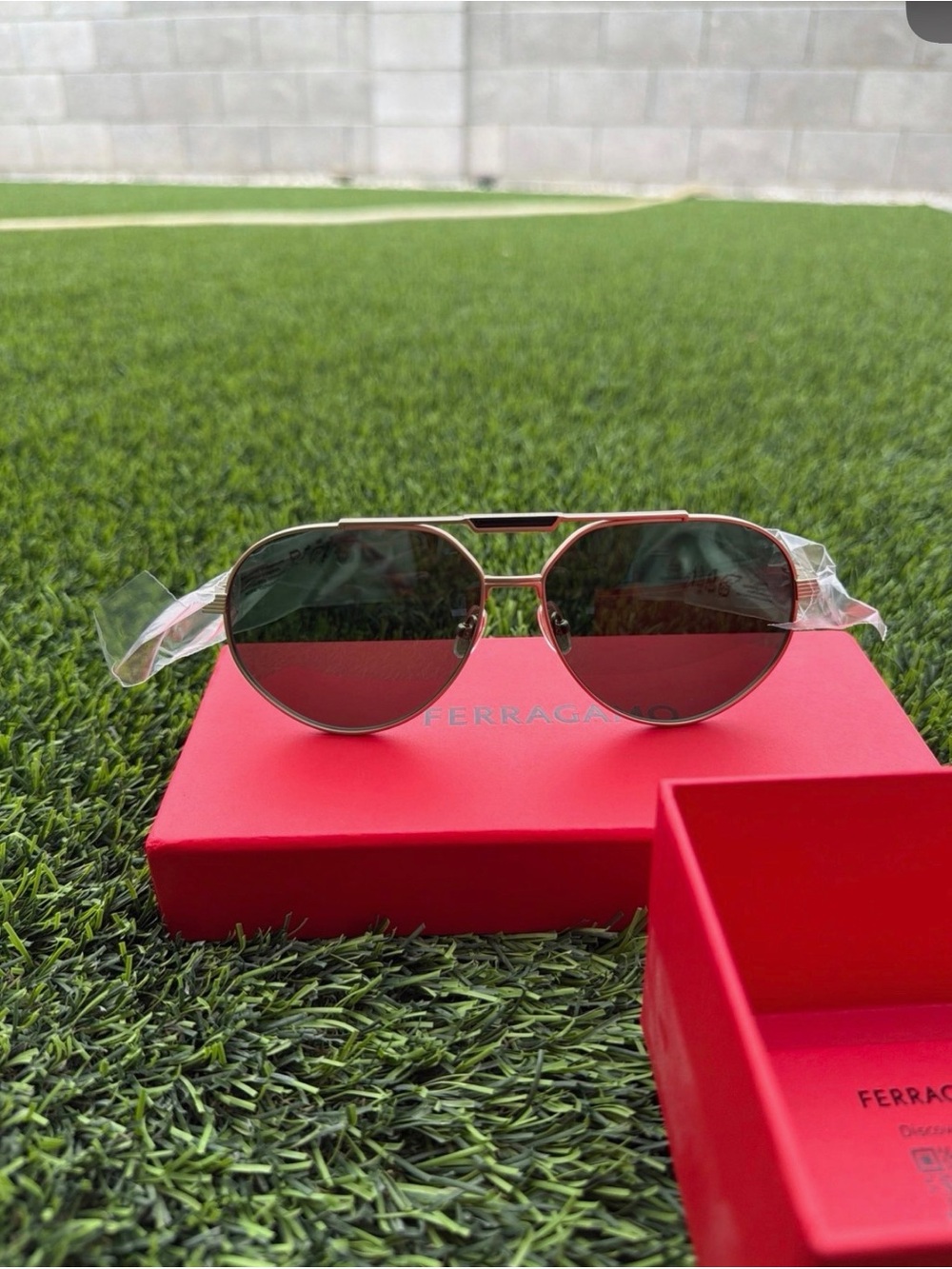 Brand New! Salvatore Ferragamo Gold Frame Sunglasses